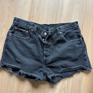 Black Distressed Denim Shorts